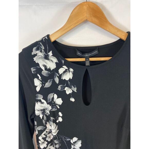 White House Black Market Reversible Floral Solid Sheath Dress Size Small - Picture 4 of 9